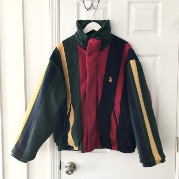 Nautica Other - Nautica Vintage 90s Reversible Colorful Stripe Fleece Windbreaker Jacket Medium